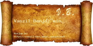 Vaszil Benjámin névjegykártya